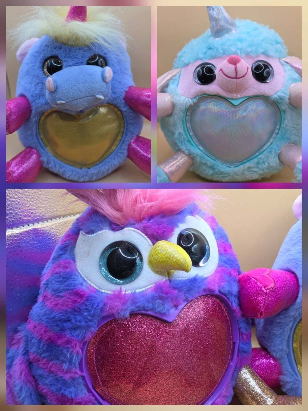 3 Zuru Rainbocorns 10" Plush Hippo Poodle Peacock Stuffed Animals